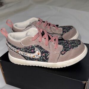 Jordan Kids Sneakers with Pink and Floral Design